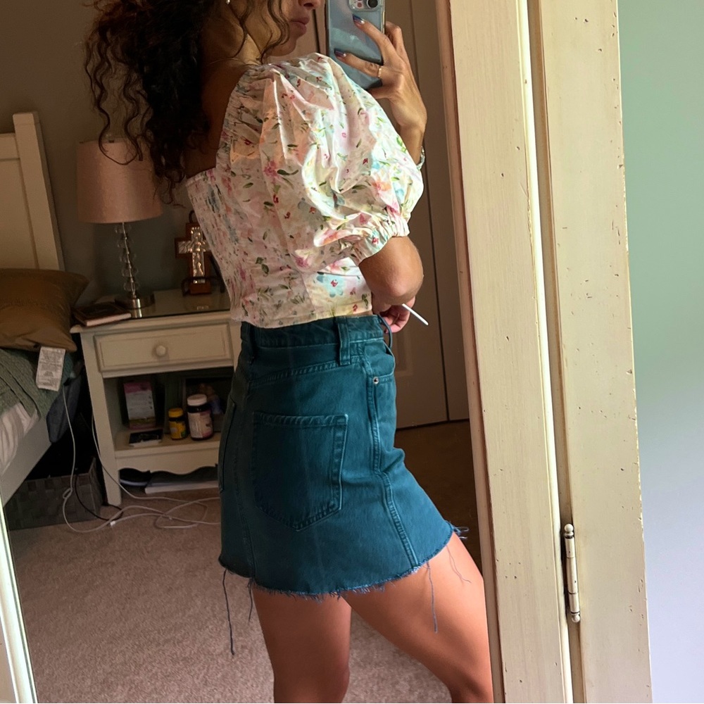 Teal Jean Mini Skirt